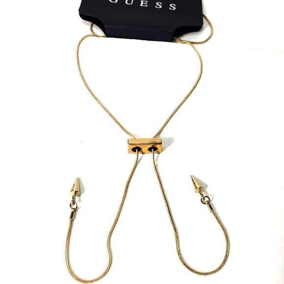 GUESS Adjustable Gold-tone Bolo Necklace – Sleek Spike Pendant Lariat Jewelry - Picture 4 of 8